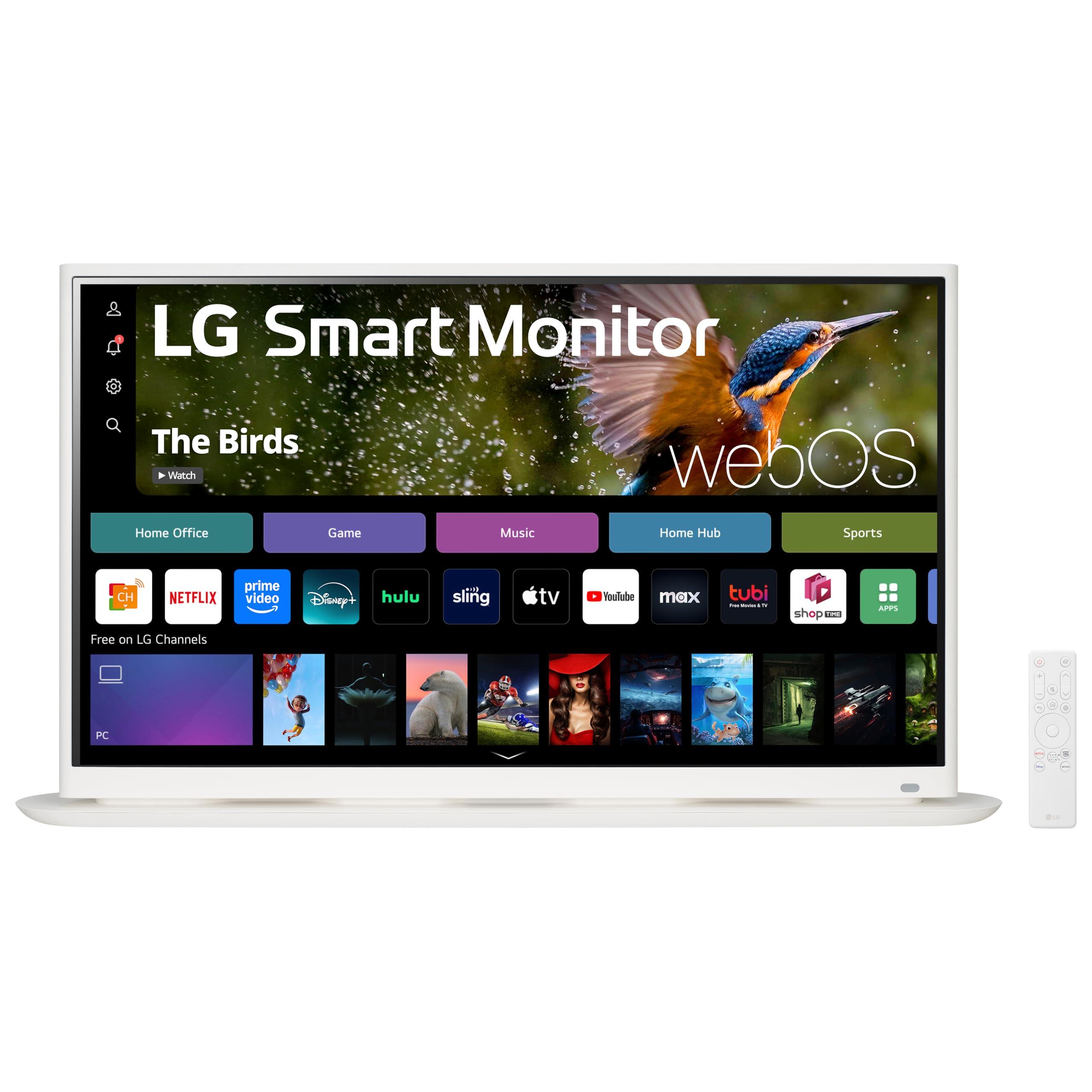 LG LG 32SR70U-W 32-Inch 4K UHD MyView Smart Monitor with IPS Display webOS 23 USB Type-C Speakers x2 HDR 10 AirPlay 2 Screen Share Bluetooth Remote - White