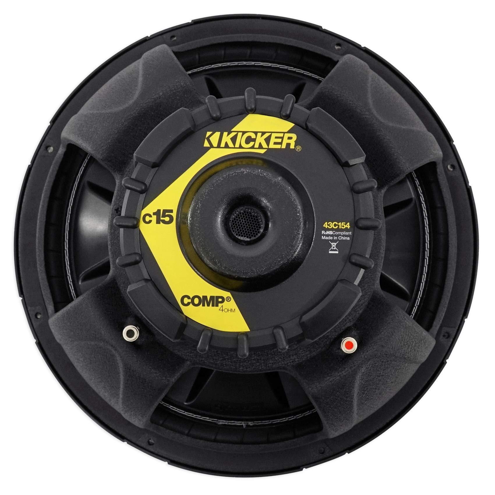 KICKER KICKER 43C154 Comp 15" 500 Watt SVC 4-Ohm Car Audio Subwoofer Sub (Renewed)