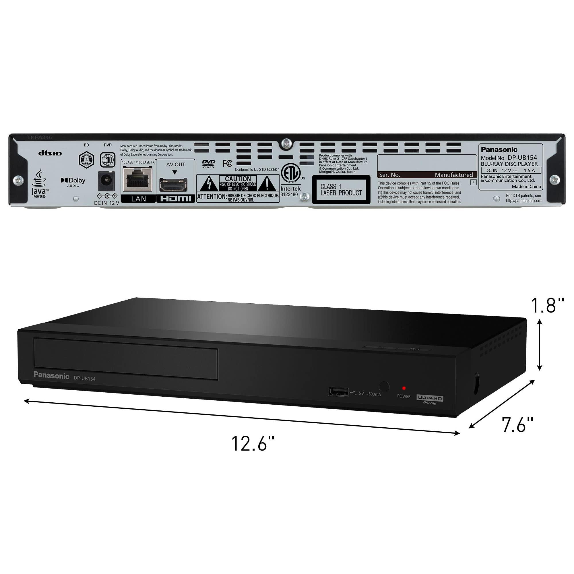 Panasonic Panasonic 4K Blu Ray Player, Ultra HD Premium Video Playback and Hi-Res Audio - DP-UB154P-K (Black)