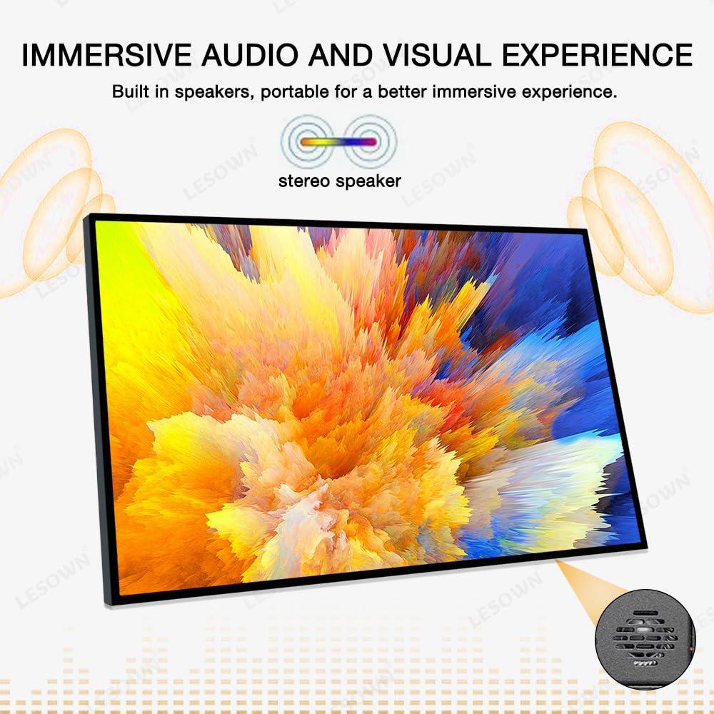 LESOWN LESOWN 18\" 1920x1200 Ultra Thin Portable Gaming Monitor Widescreen 100% sRGB 400Nits VESA USB-C External Display, Built-in Speakers (18\" 1200P 120Hz No Touch)