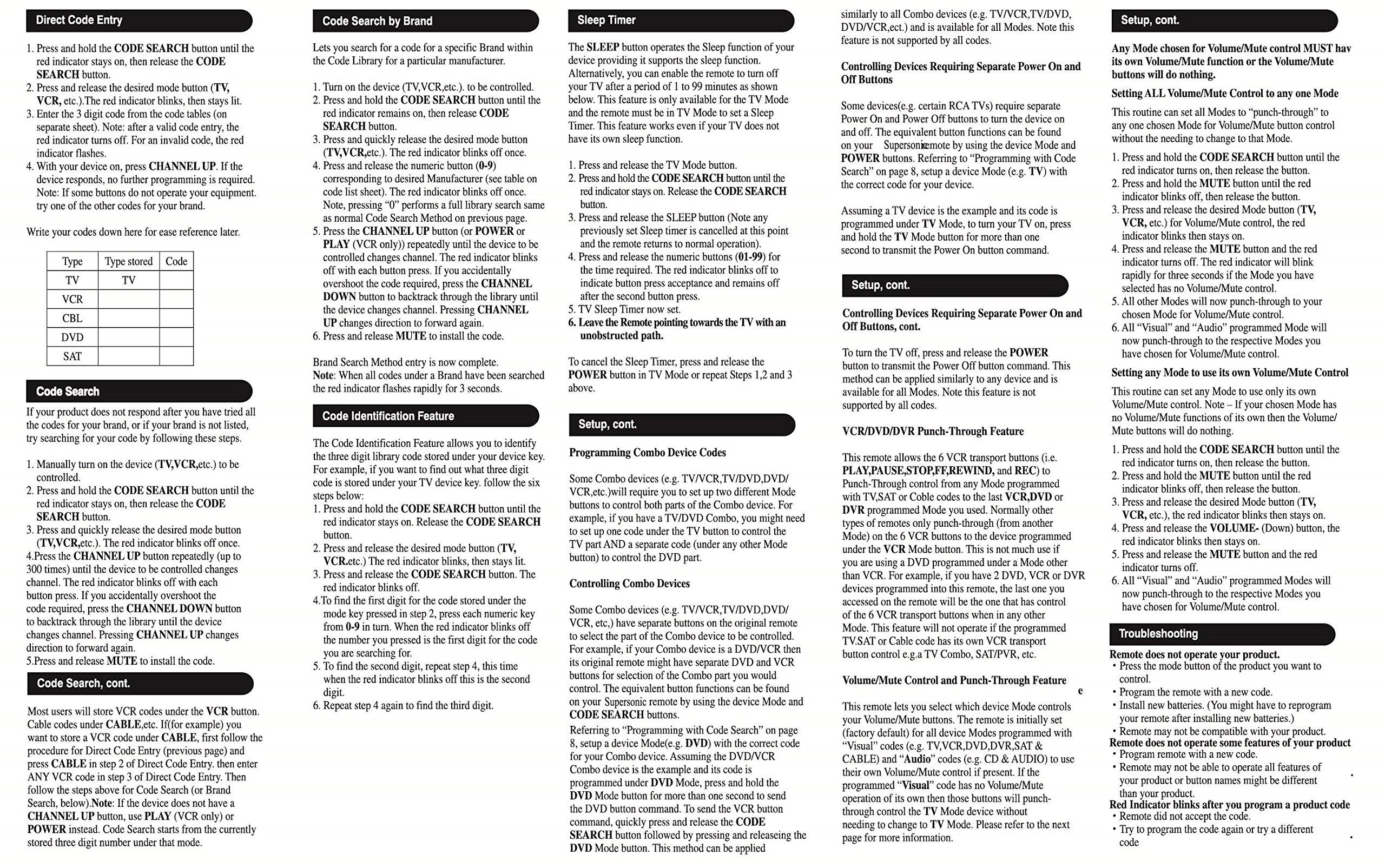 Trisonic Trisonic 6 Way All in One Universal Remote Control, Programmable Remote, Compatible with TV, AUX,Cable COVERTER Box, CD,DVD, Cable, Satellite and More