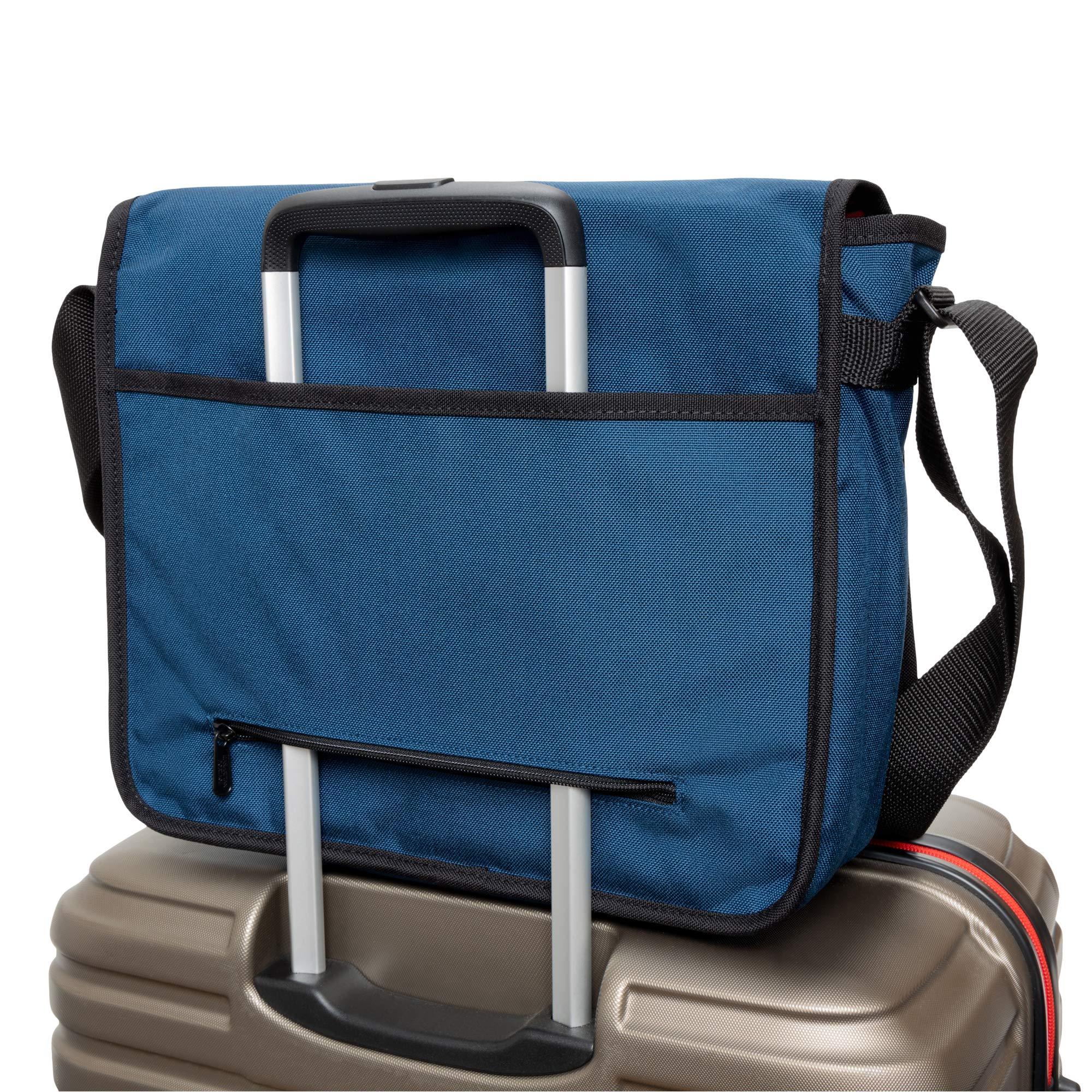 Manhattan Portage Manhattan Portage Deluxe Computer Bag 13 Inch Padded Laptop Sleeve Spacious Compartment Attach To Rolling Luggage Water Resistant Cordura (Navy)