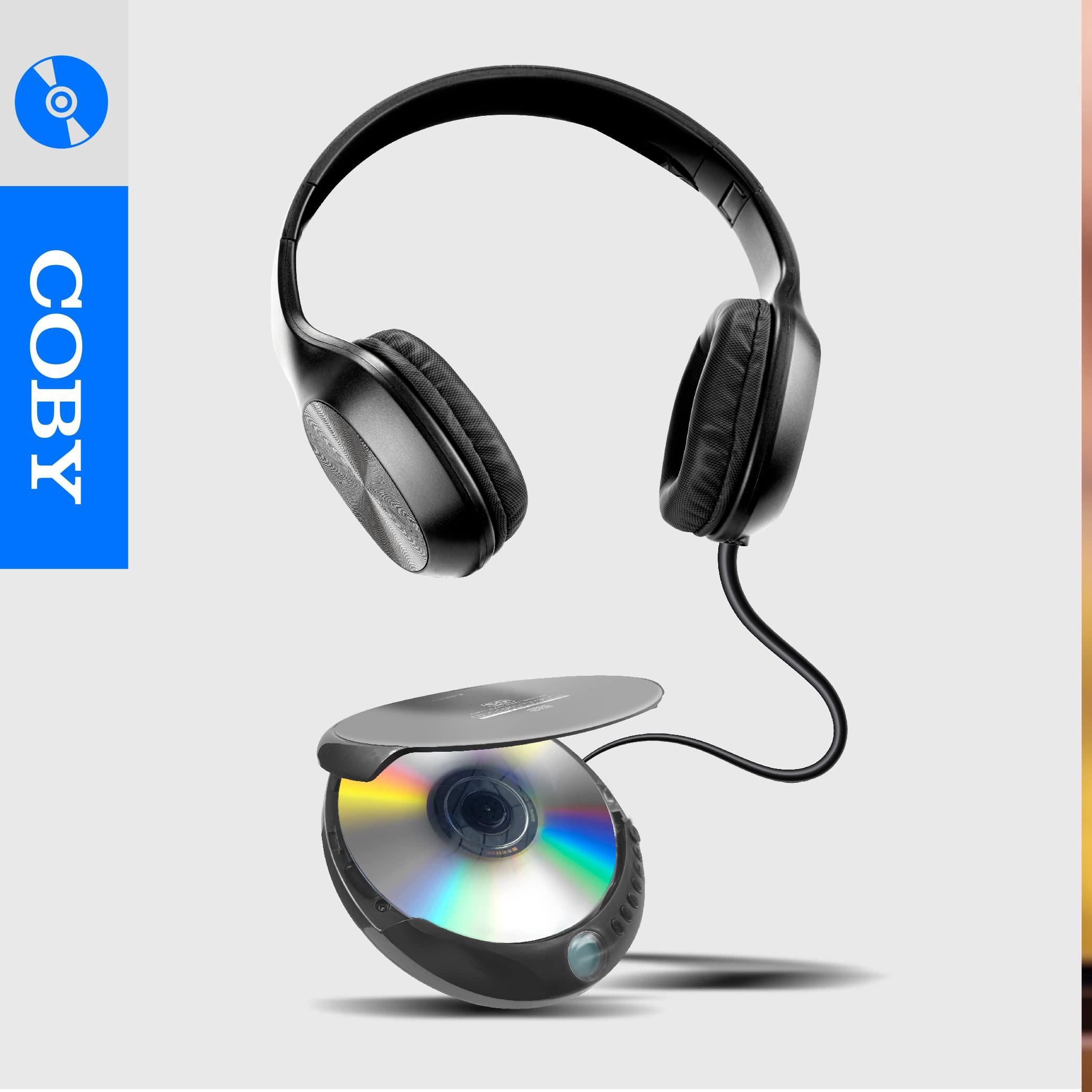 Coby Coby CD Player Portable CD Player with Headphones, 60-Sec Anti-Skip Discman Compact Disc Portable CD Player for Car, Foldable Headset for Travel or Home Use