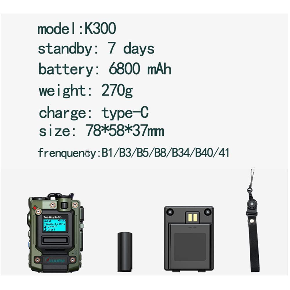 TXQ 2 Pieces K300 Global-PTT Two-Way Radios 4G LTE Connectivity Long Range Communication, Up to 5000 Miles (2greenwithSIM)