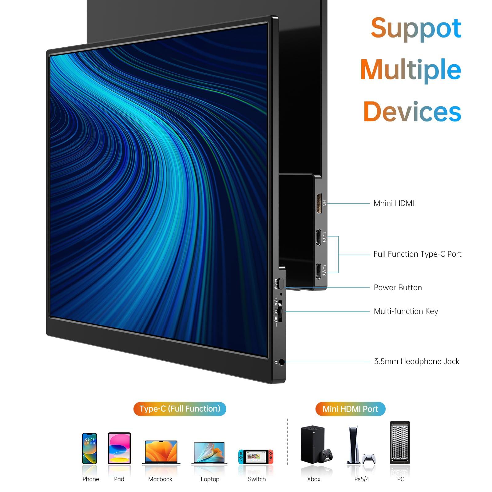 VILVA VILVA OLED Portable-Monitor-for-Laptop - 13.3 1080P FHD IPS Display USB-C HDMI Portable Monitor for Laptop with Cover and Speakers External Monitor for Laptop/PC/Mac/Phone/Xbox Switch/PS4/