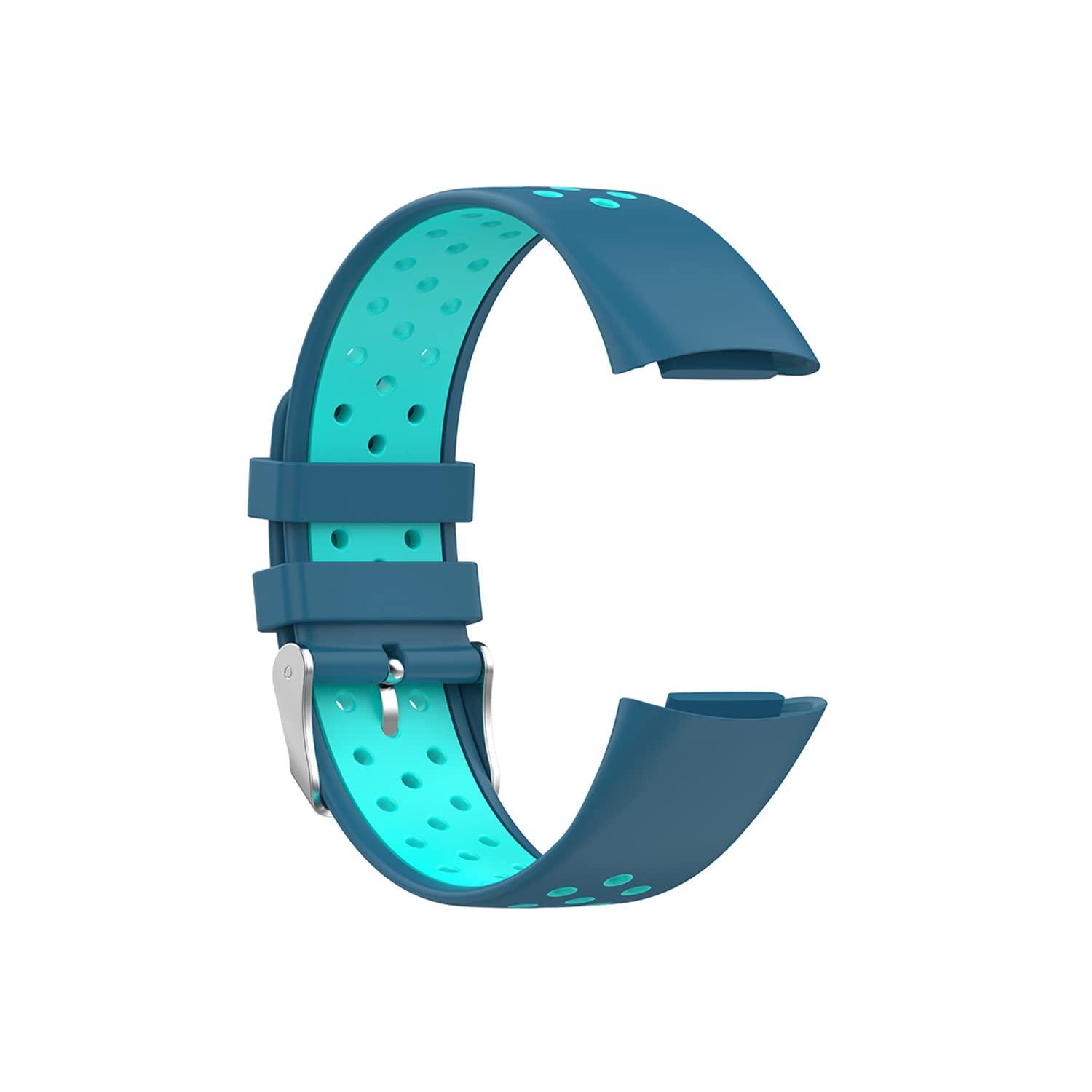 Yoktburu Yoktburu Watch Strap for Fitbit Charge 5/Charge 6, Silicone Sport Wristband Adjustable Breathable Replacement Band Compatible with Charge 5/Charge 6 Activity Tracker (Black+blue)