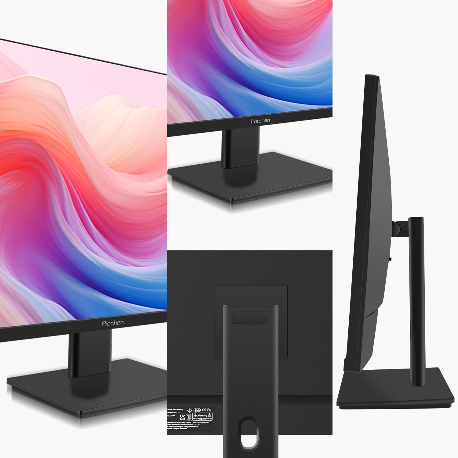 Prechen 27 Inch 2K 240Hz QHD 2560x1440P Gaming Monitor, 1ms, 400cd/m, 100% sRGB PC Screen, AMD FreeSync Premium Pro Compatible, 2X DispalyPort 1.4 & HDMI 2.0, Dual Built-in Speakers, VESA Supports, Black
