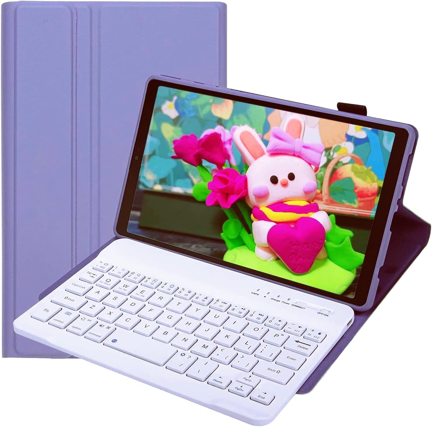Lrufodya Lrufodya Keyboard Case for Samsung Galaxy Tab A7 Lite 8.7" 2021, Candy Colors Detachable Wireless Keyboard with Slim Cover for Model SM-T220 T225 T227 (Purple)