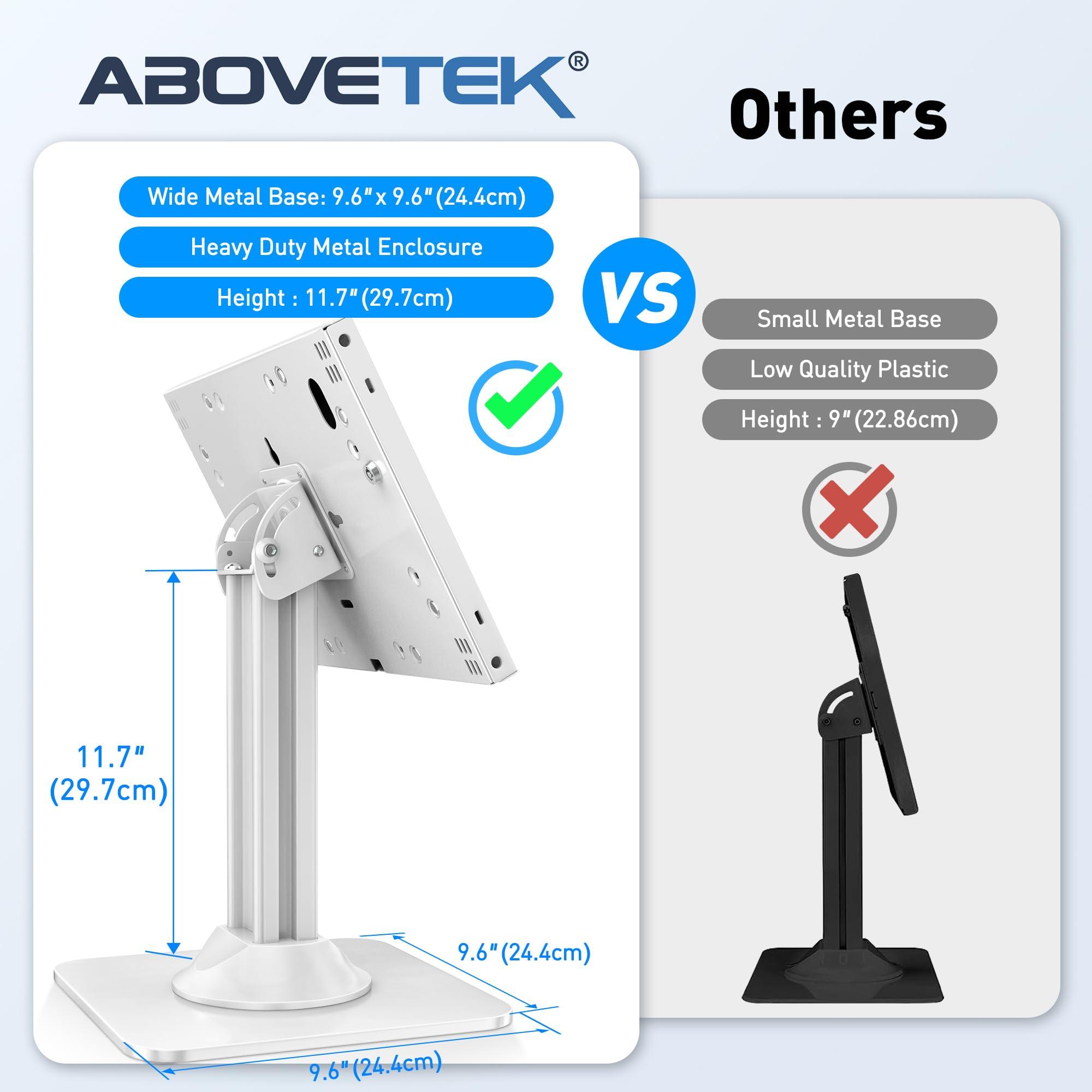 AboveTEK AboveTEK Anti-Theft iPad Kiosk Stand POS iPad Security Stand & Locking Tablet Stand Heavy Duty Base, 360 Swivel, 75 Tilt Bracket Retail Business for iPad/iPad Air/iPad Pro (White)