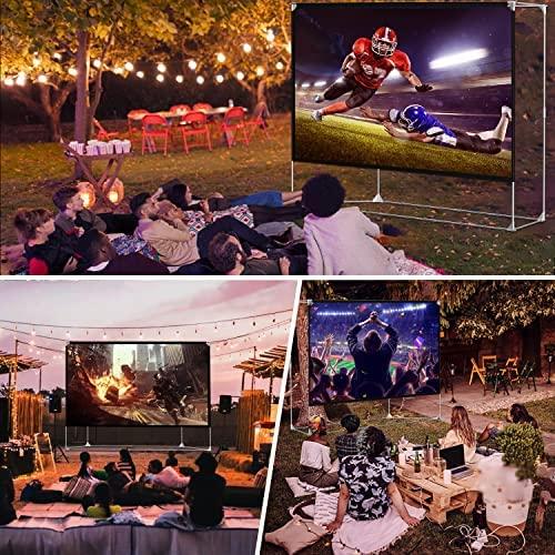 HOIN Projector Screen and Stand 150 inch 16:9 HD 4K Large Outdoor Projector Screen Portable Projection Movie Screen with Carry Bag for Home Theater Backyard Cinema Travel Foldable Anti Crease Windproof