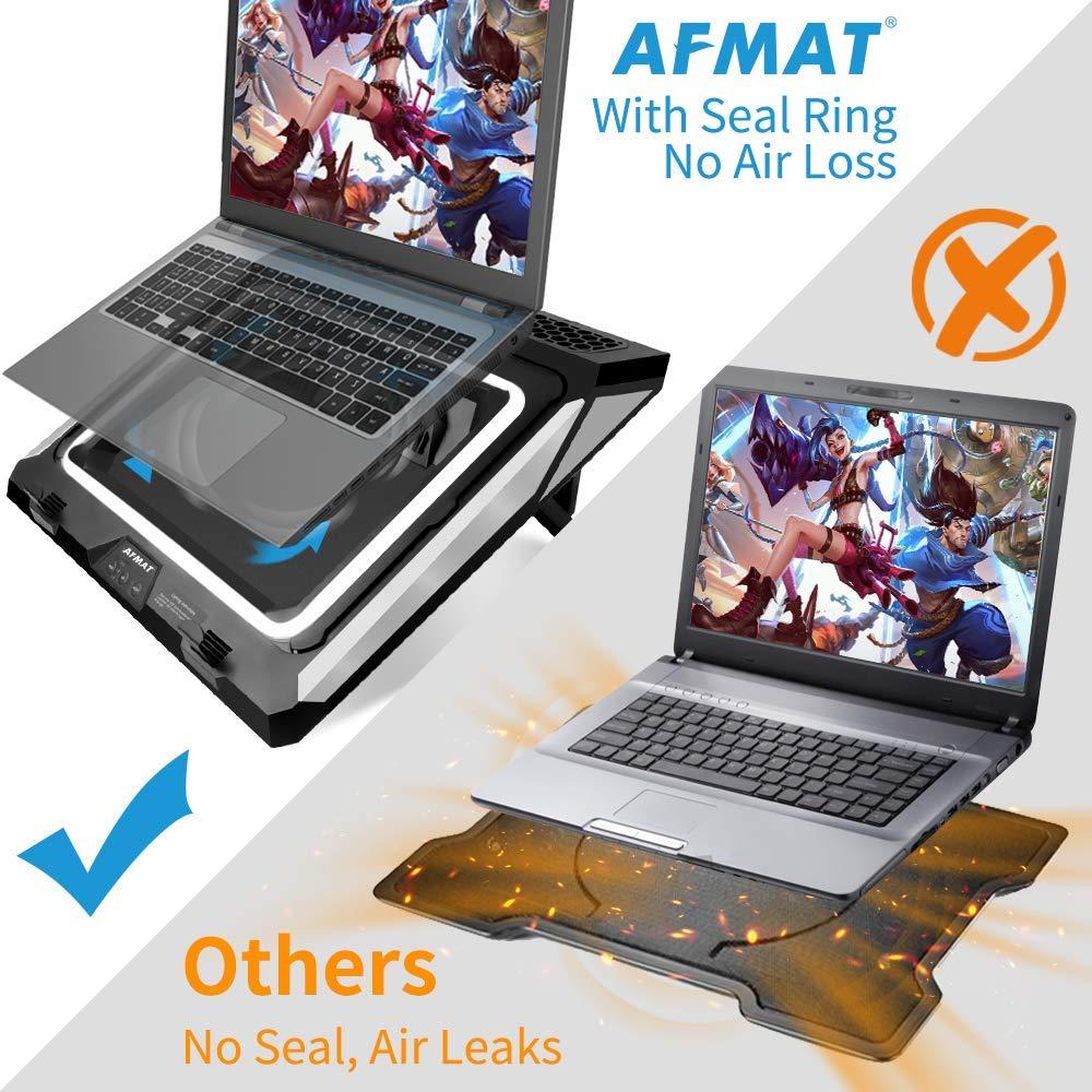 AFMAT Gaming Laptop Cooling Pad, 4500RPM Laptop Cooling Pad with Turbo-Fans, USB Ports, Colorful Lights - CPU Temperature Drops 20-30 Within Seconds - for 14-17.3 inch Laptops