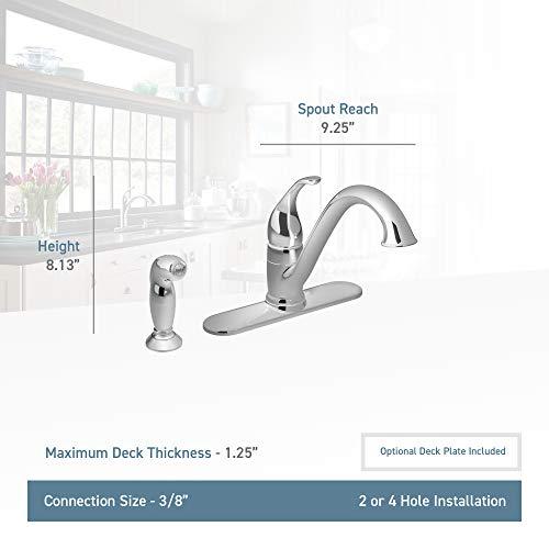 Moen Moen 7840SRS Camerist One-Handle Low Arc Kitchen Faucet with Side Spray, Spot Resist Stainless