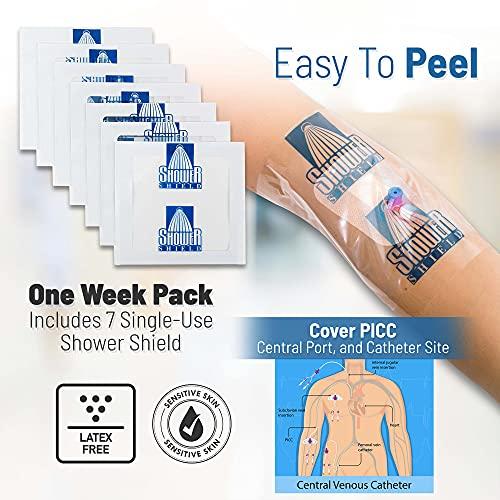 Shower Shield Shower Shield Catheter Cover for Shower  7 x 7 Inch, 1 Week Supply Dialysis Port Cover, Prevents Water Damage, Keeps Dressed Wounds Dry  Disposable, Waterproof, Transparent