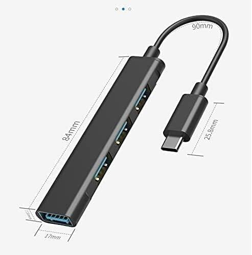 THE PERFECT PART The Perfect Part USB Hub - USB C Hub Multiport Adapter, 4 Port USB C Splitter for Laptop, PC, Phone, iPad Pro, iPad & MacBook Pro, Mini Portable 3.0 & 2.0 USB Extender Hub, Type C Charging Hub (BLACK)