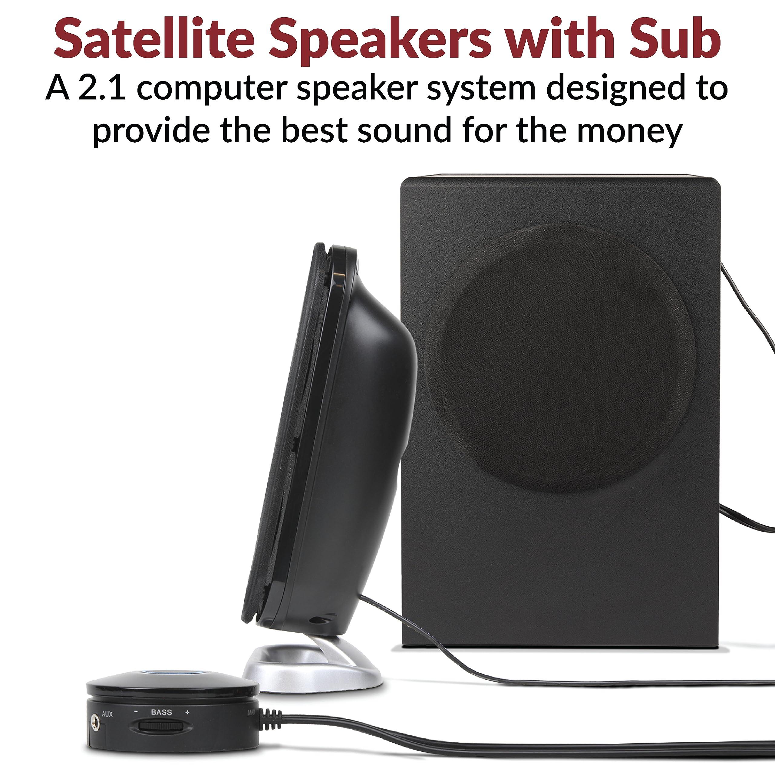 Cyber Acoustics Cyber Acoustics CA-3810 2.1 Multimedia Speaker System with Subwoofer, 80 Watts Peak Power, Strong Bass, Perfect for Music, Movies, and Games