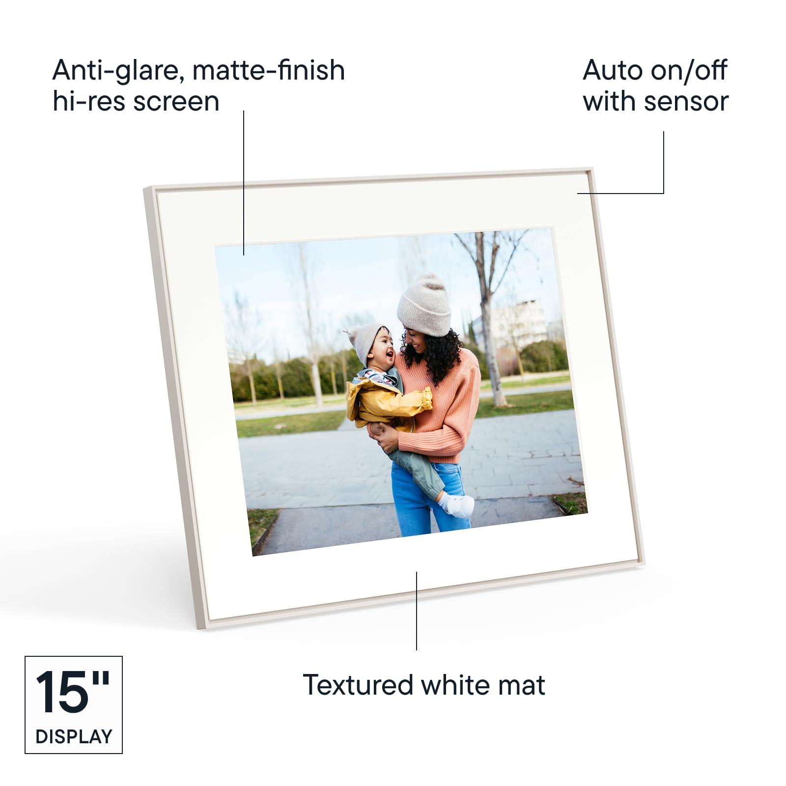 AURA Aura Walden 15\" WiFi Digital Picture Frame | Wirecutter\'s Best Digital Frame for Gifting | Send Photos from Your Phone | Quick, Easy Setup in Aura App | Free Unlimited Storage | White Clay