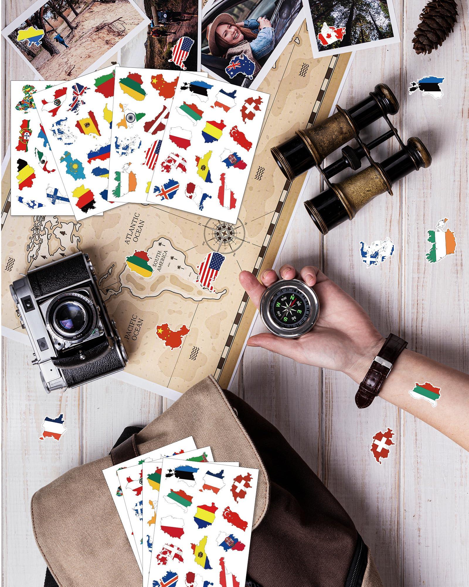 Spriggenix 32sheets Country Flag Stickers for Decor, 400+pcs World Flag Stickers for Scrapbooking Country Stickers for Water Bottles Waterproof World Stickers Travel Stickers for Luggages Suitcase Laptop Phones