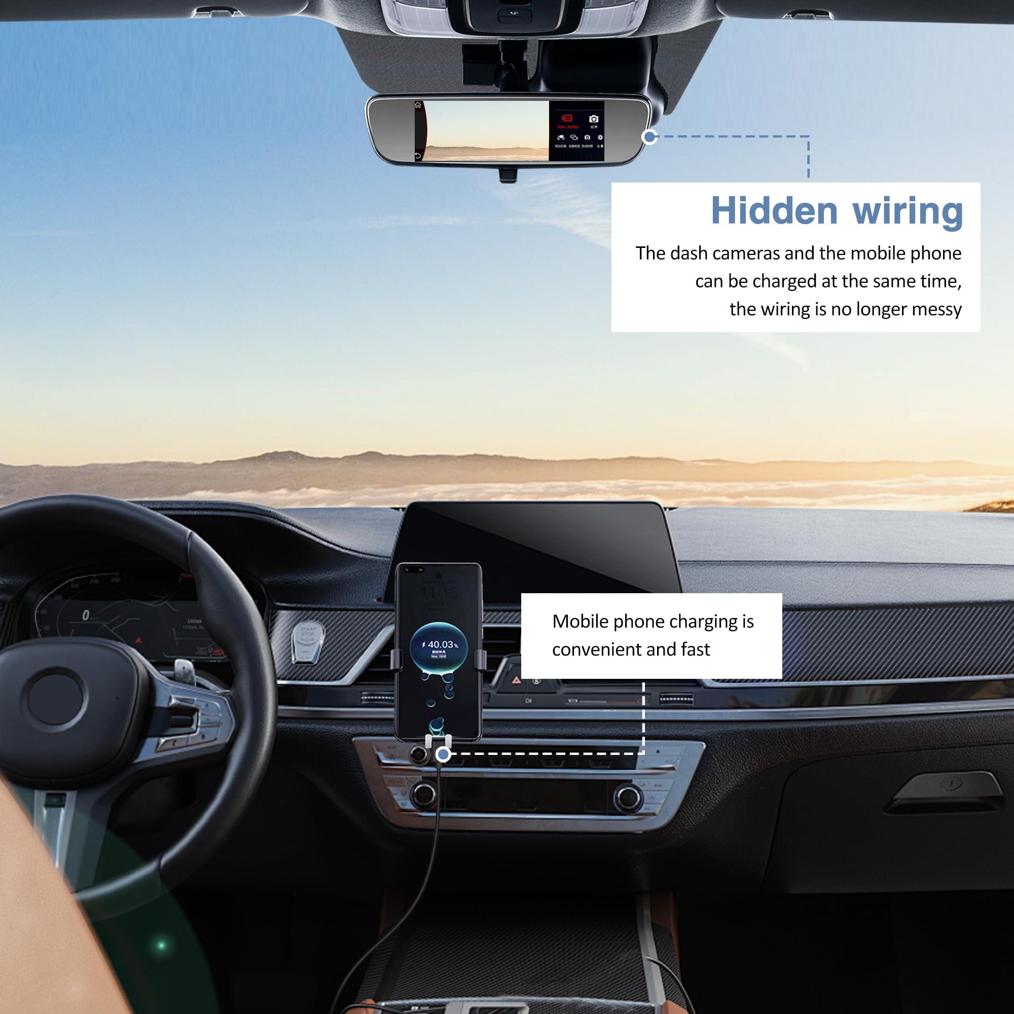 Plozoe OBD Constant Power Cable for Dash Camera,Compatible with Garmin Dash Cam,OBDII Adapter Cable with dual USB Interfaces,24 Hours Surveillance/Acc Mode with Low Voltage Protection 11.6-36V to 5V 3A