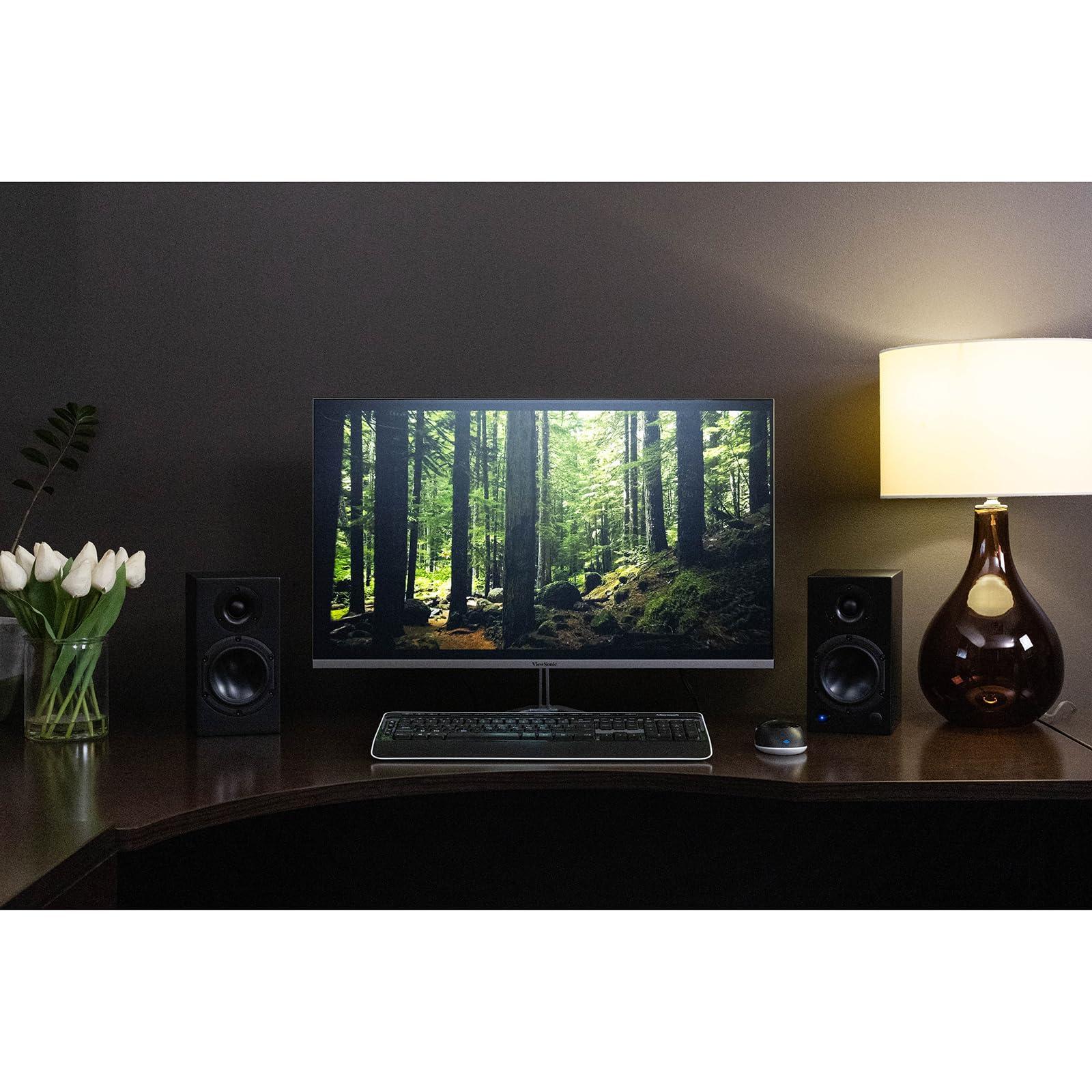 Dayton Audio Dayton Audio M4 Powered Desktop Speakers with Bluetooth and USB DAC | Remote Included | 150W Peak Power | Pair (Black, 4in)