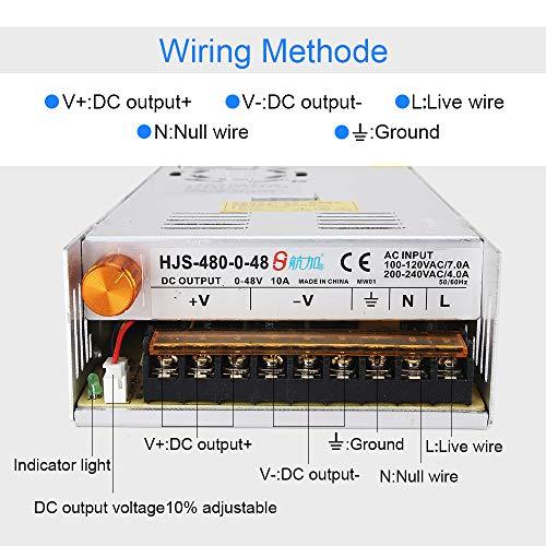 Titoe Adjustable DC Power Voltage Converter AC 110V-220V to DC 0-48V Module Switching Power Supply Digital Display 480W Voltage Regulator Transformer Built in Cooling Fan