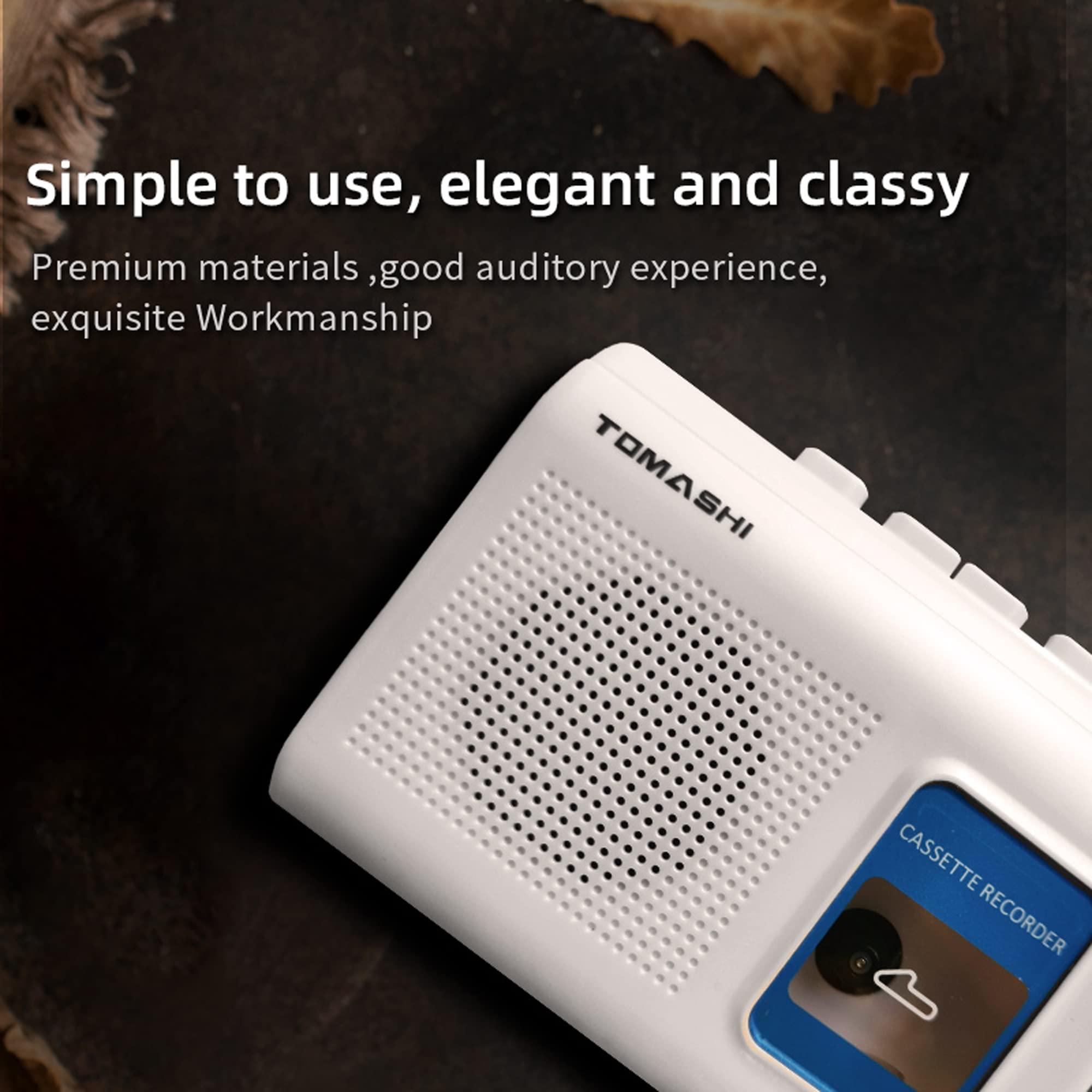 TOMASHI TOMASHI Portable Cassette Player Tape Recorder Walkman with Built-in Speaker,Microphone,Headphone Jack-, 4.57 x 3.54 x 1.38inch