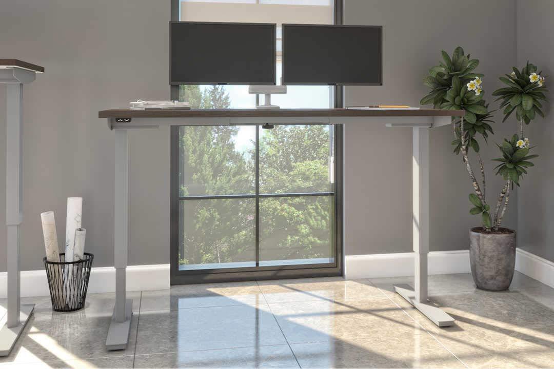 Bestar Bestar Upstand Standing Desk with Dual Monitor Arm, 30 x 60, Antigua