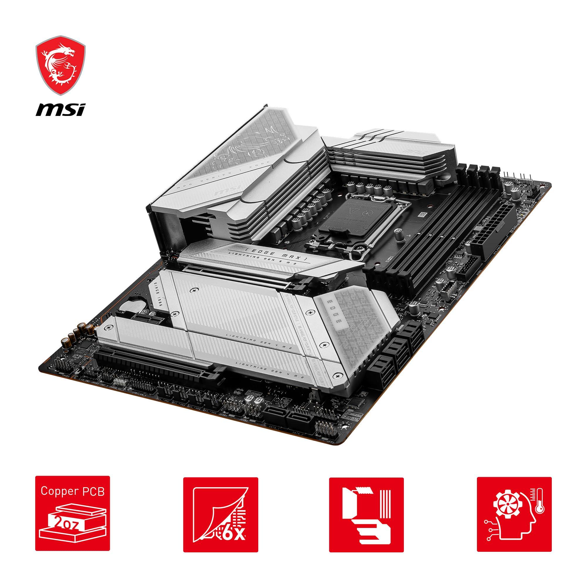 MSI MSI MPG Z790 Edge TI MAX WiFi Gaming Motherboard (Supports 12th/13th Gen Intel Processors, LGA 1700, DDR5, PCIe 5.0, M.2, 2.5Gbps LAN, USB 3.2 Gen2, Wi-Fi 7, ATX)