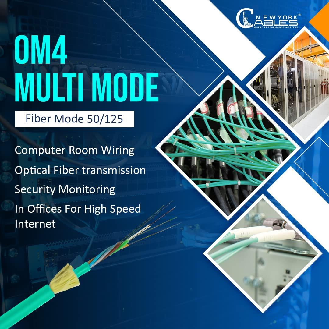 NewYork Cables NewYork Cables Fiber Patch Cable | LC to LC Multimode Duplex OM4 50/125 Jumper Cord | 10M (32.8ft) 40gb Fiber Optic Cable (Aqua)