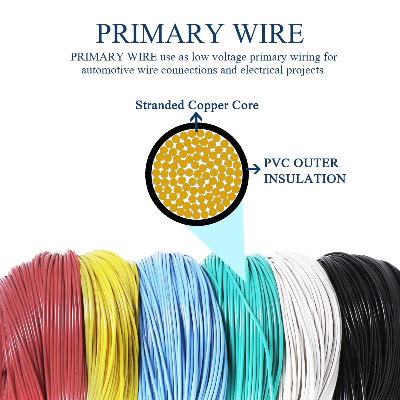 SUNNAREPOON 16 Gauge Primary Wire Kit (50 Feet Each, 6 Colors), 16 AWG Automotive Oxygen Free Copper Electrical Remote Cable Wiring for Car, Trailer Lighting Circuits Harness