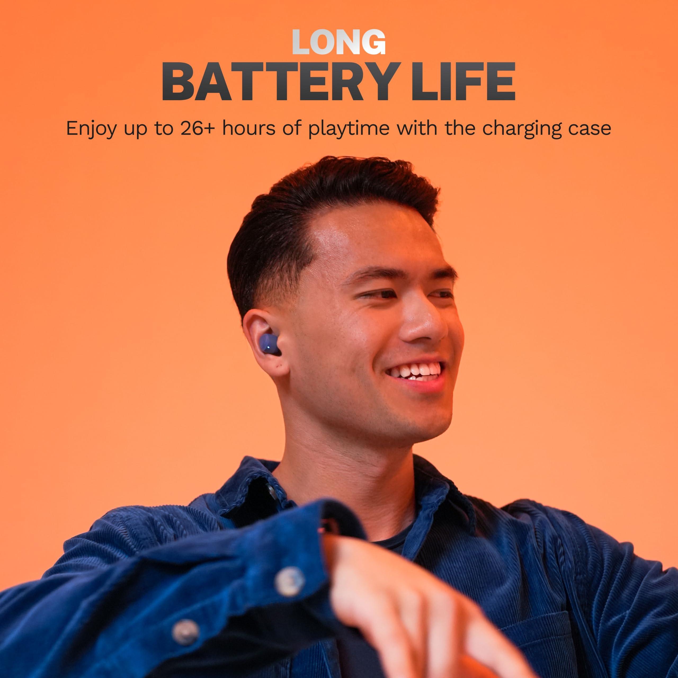 JLab JLab Go Air Pop+ True Wireless Earbuds, in Ear Headphones, Bluetooth Earphones, 35H Playtime Ear Buds, Bluetooth Earbuds with Microphone, USB-C Charging Case, Dual Connect, EQ3 Sound, Navy Blue