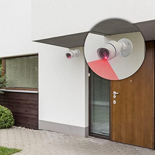 WALI WALI Dummy Fake Camera, Surveillance Security CCTV Dome Camera, Indoor Outdoor Camera, with One LED Light, Security Alert Sticker Decals (TC-W2), 2 Pack, White