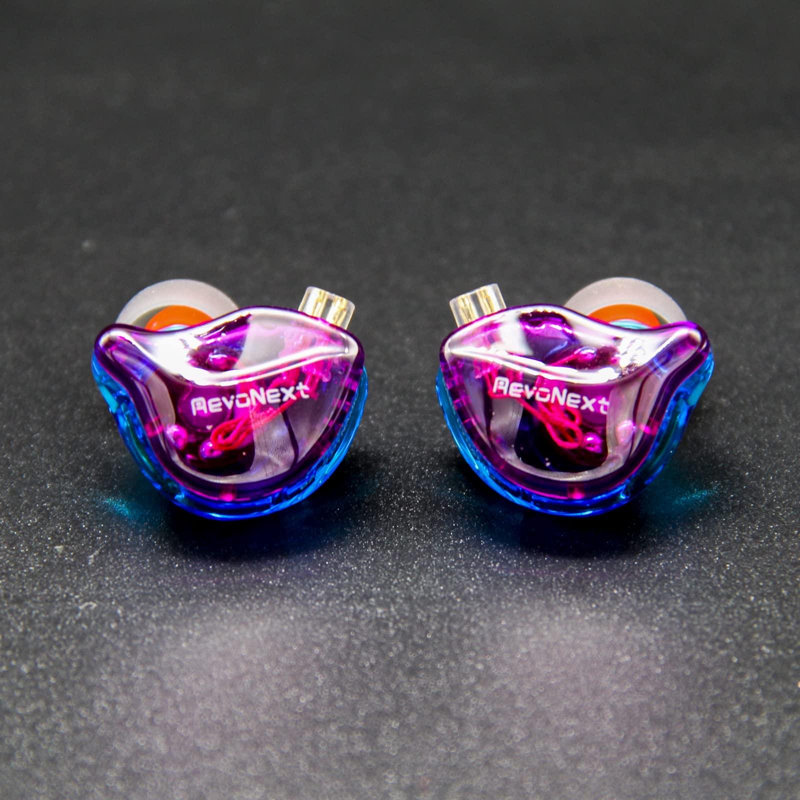 RevoNext RevoNext in Ear Monitor Headphones HiFi Stereo Wired Earbuds with Microphone 2 Pin Detachable Cable IEM Earphones for Musicians Drummers Singers, Purple