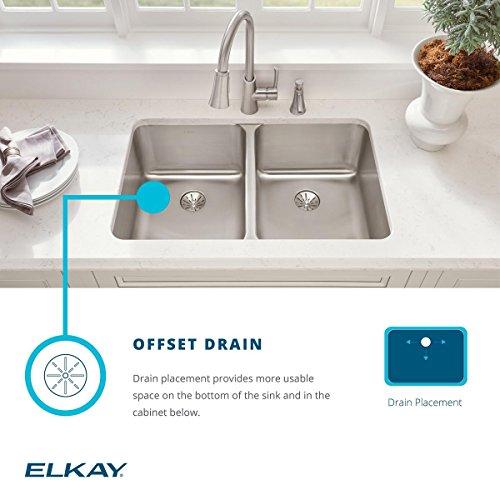 Elkay Elkay Lustertone ELUH3120L Offset Double Bowl Undermount Stainless Steel Kitchen Sink
