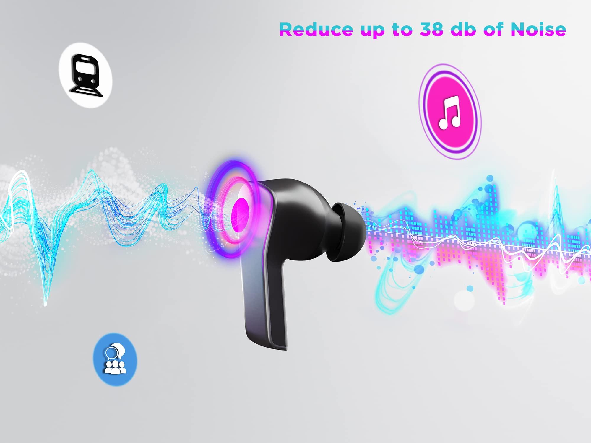 Lenovo Lenovo Smart True Wireless Earbuds - Smart Switch Fast Pair - Active Noise Cancelling Earphones with Wireless Charging Case - 28 Hrs Playtime Headphones - 6 Built-in Mics - Bluetooth - Black