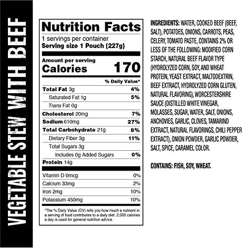OMEALS OMEALS Vegetable Stew w/Beef-MRE-Extended Shelf Life-Fully Cooked w/Heater-No Refrigeration-Outdoor Enthusiast, Travelers, Emergency Supplies-USA Made