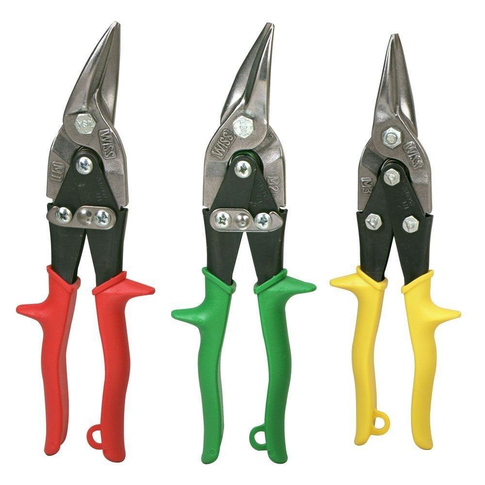 Wiss 3pc Wiss Tin Aviation Snips Cutting Tools Set Color Coded Snippers M123R