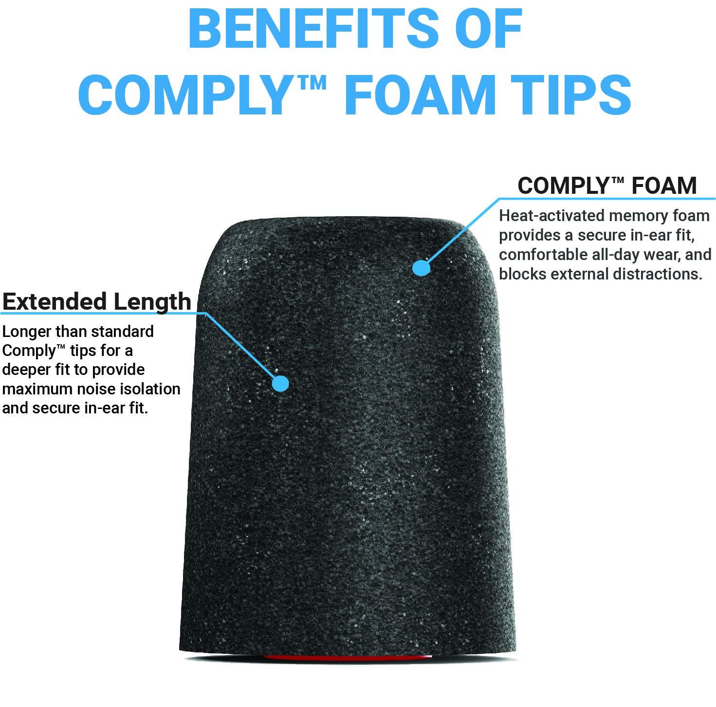 COMPLY Comply Memory Foam Replacement Ear Tips for Shure Earphones | Superior Noise Isolation, Ultimate Comfort, Secure Fit | Black, Medium (3 Pairs)