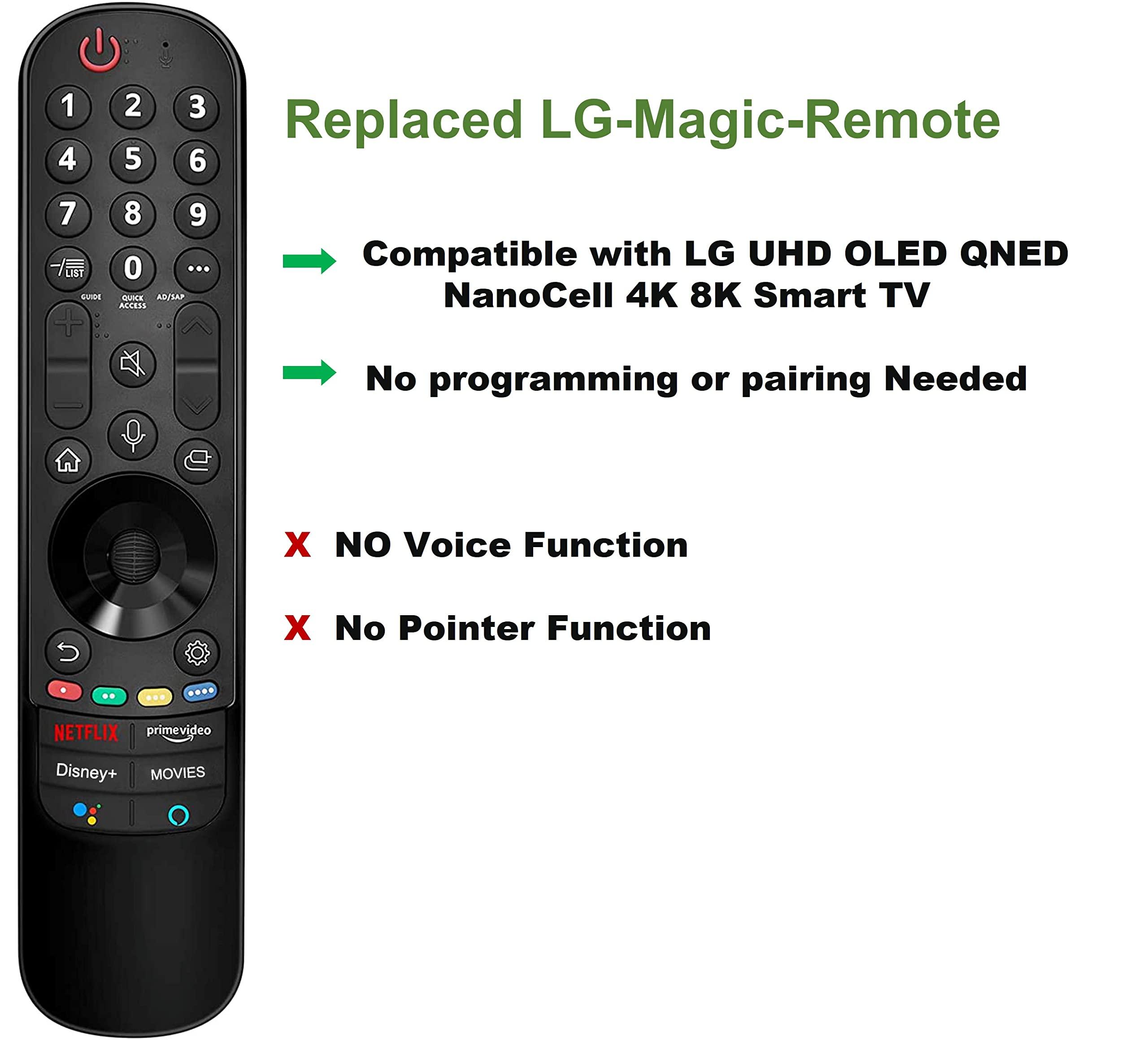 Elekpia Magic Remote Control for LG TVs, Universal Remote Replacement for LG LED OLED LCD 4K UHD Smart TV (No Voice Search, NO Voice Magic Pointer Function)