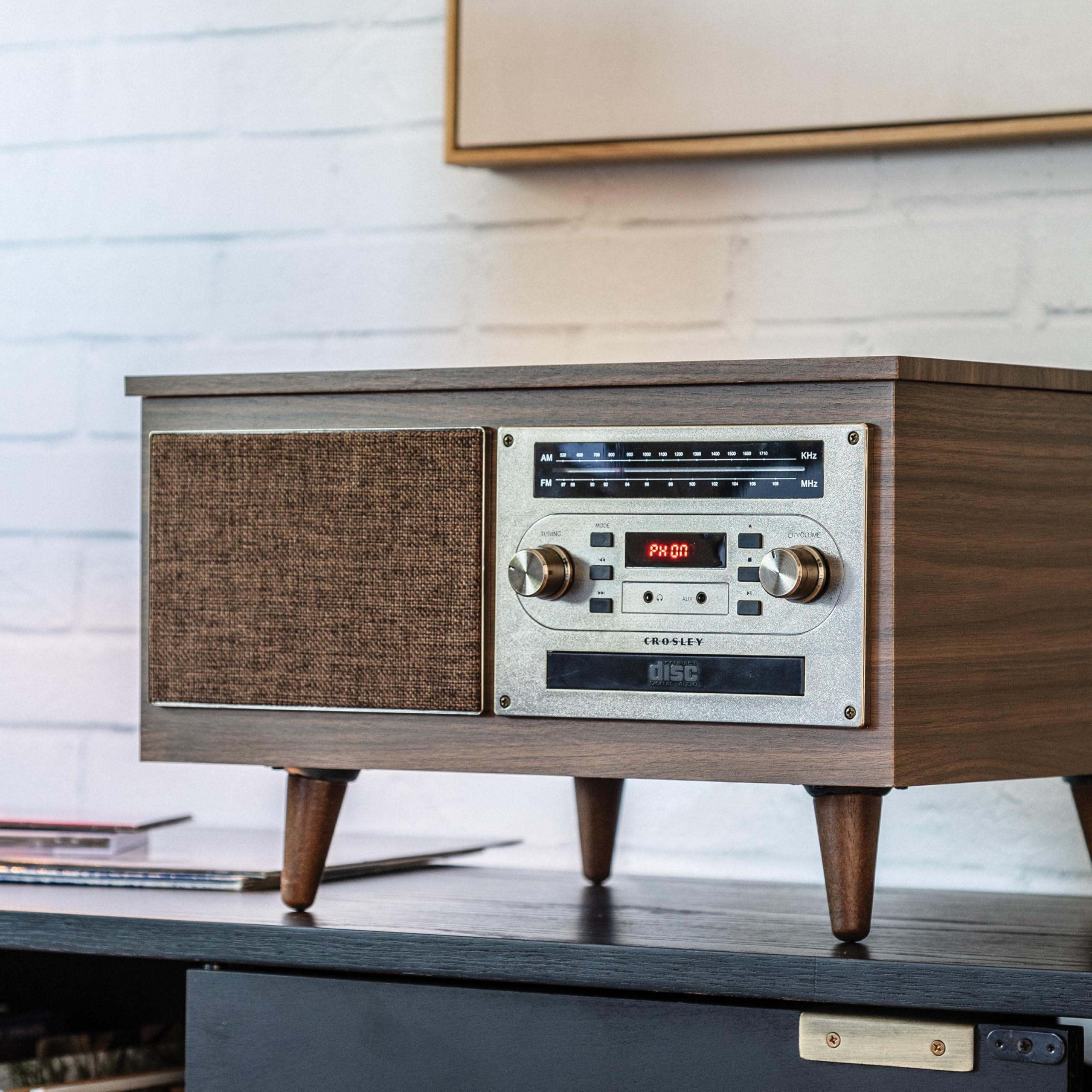 Crosley Crosley CR7023A-WA Serenade 8-in-1 Vinyl Record Player with 3-Speed Turntable, Bluetooth, AM/FM Radio, CD, Cassette, and Aux-in, Walnut