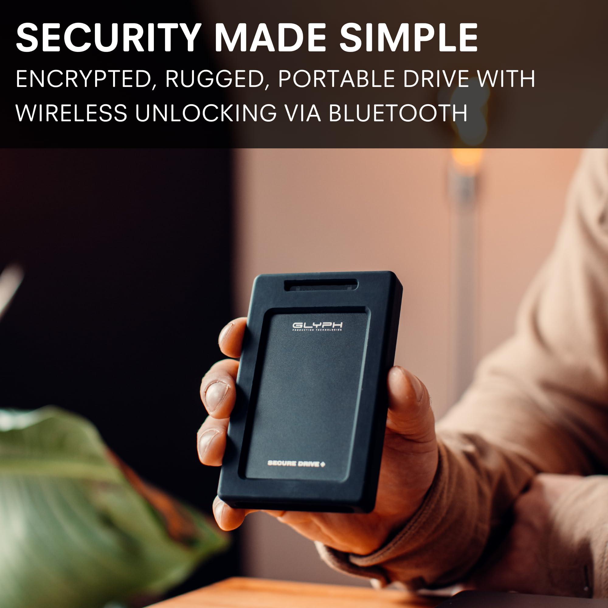 Glyph Production Technologies Glyph SecureDrive+ 1TB Professional Encrypted Rugged Mobile Hard Drive with Bluetooth