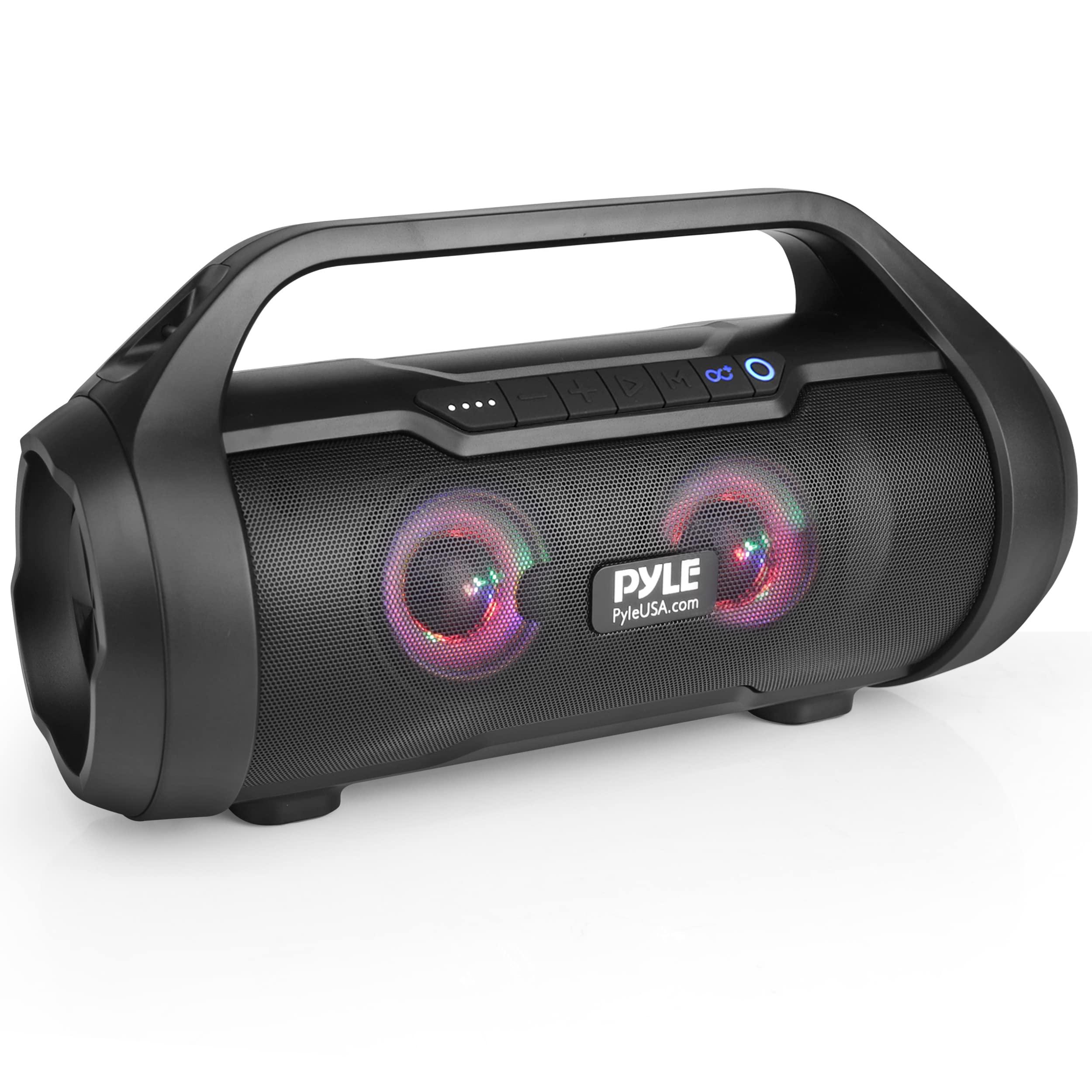 Pyle Pyle Wireless Portable Bluetooth Boombox Speaker - 500W 2.0CH Rechargeable Boom Box Speaker Portable Barrel Loud Stereo System with AUX Input/USB/SD/Fm Radio, 3" Subwoofer, Voice Control - PBMWP185 and Pyle Wireless Portable Bluetooth Boombox Speaker