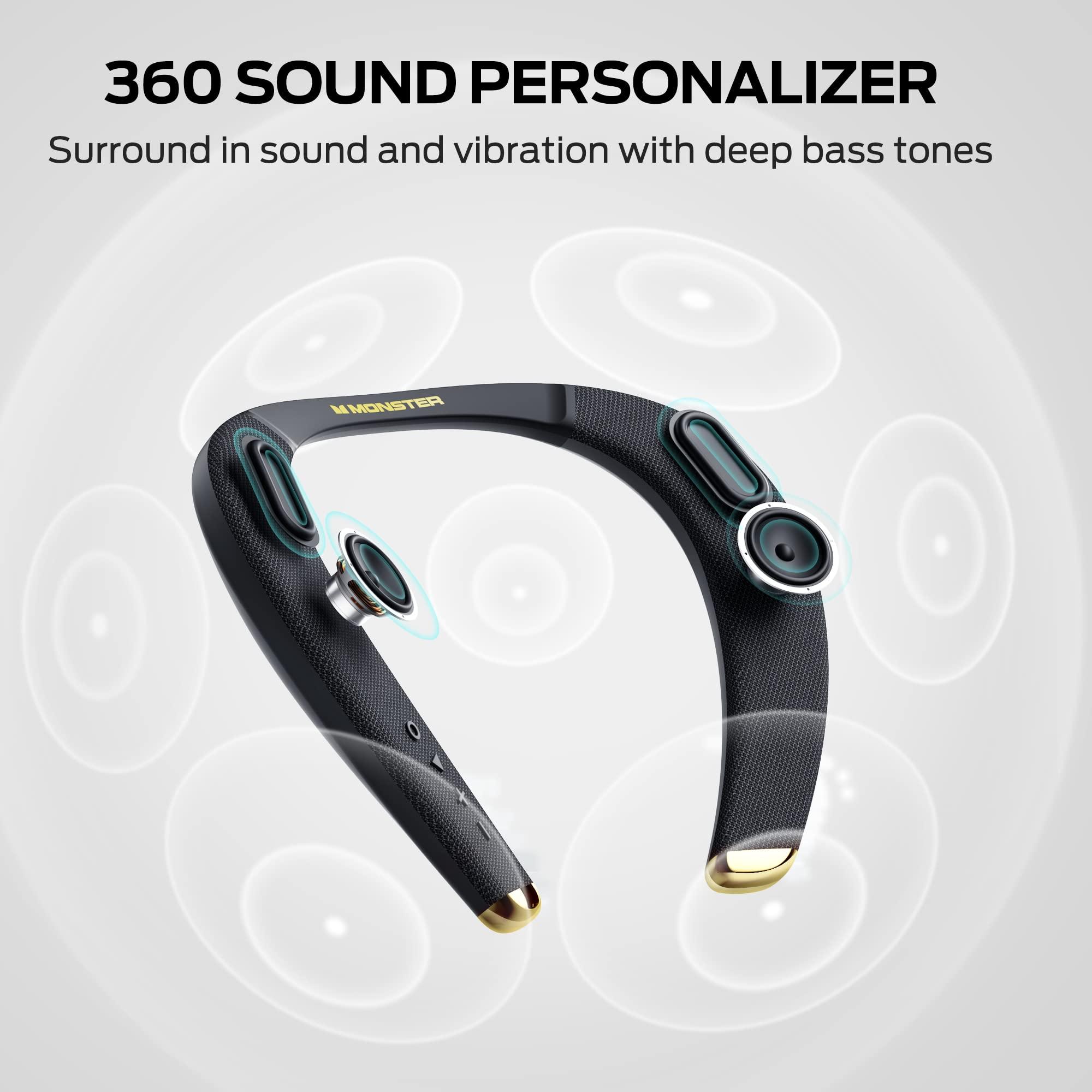 Monster Monster Boomerang Petite Neckband Bluetooth Speakers, Neck Speaker with 15H Playtime, aptX High Fidelity 3D Stereo Sound, Low Latency, Built-in Mic, IPX5 Waterproof Wearable for Home Outdoor