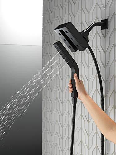 DELTA FAUCET Delta Faucet 4-Spray Touch-Clean H2Okinetic In2ition 2-in-1 Dual Hand Held Shower Head with Hose and Magnetic Docking, Matte Black 58473-BL, 1.75 GPM Water Flow