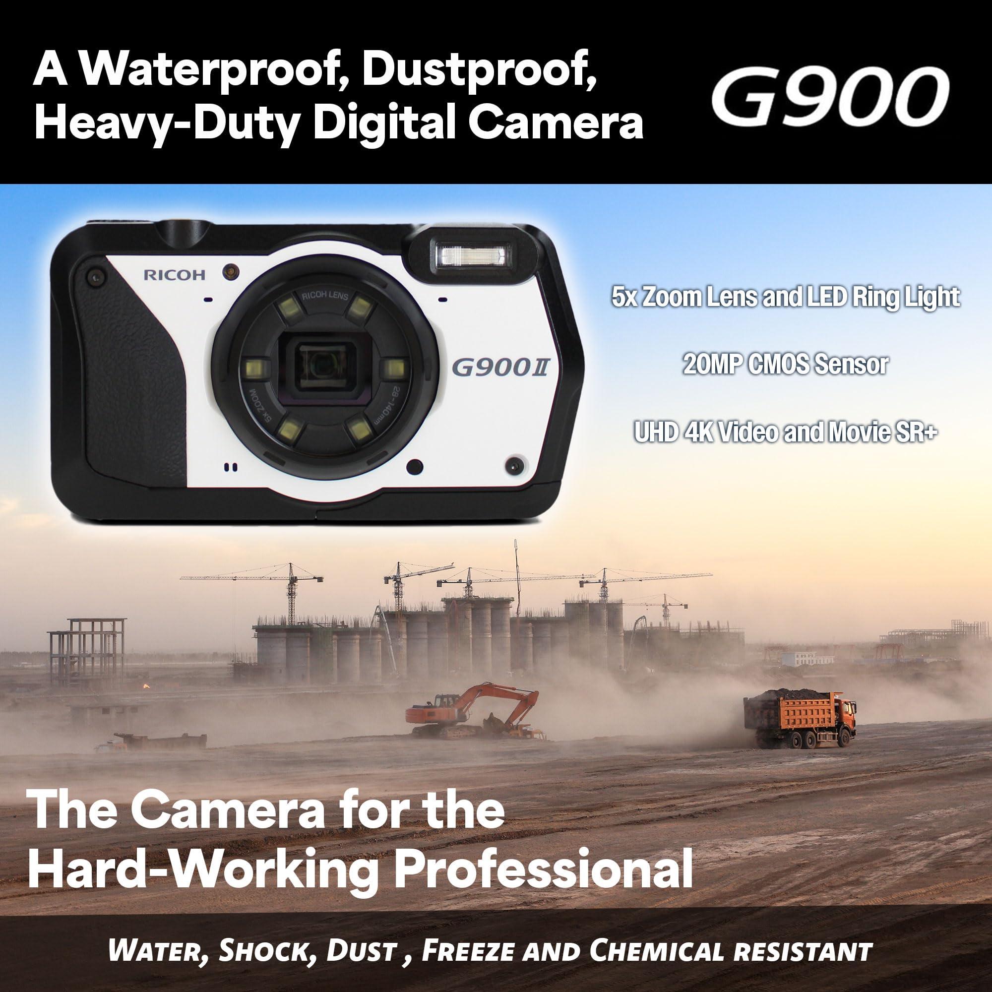 RICOH Ricoh G900 II Digital Camera (01472) Bundle Including: Rechargeable Battery, Battery Charger, 64 GB Memory Card, Card Reader, Card Wallet, Tripod, and More Accessories