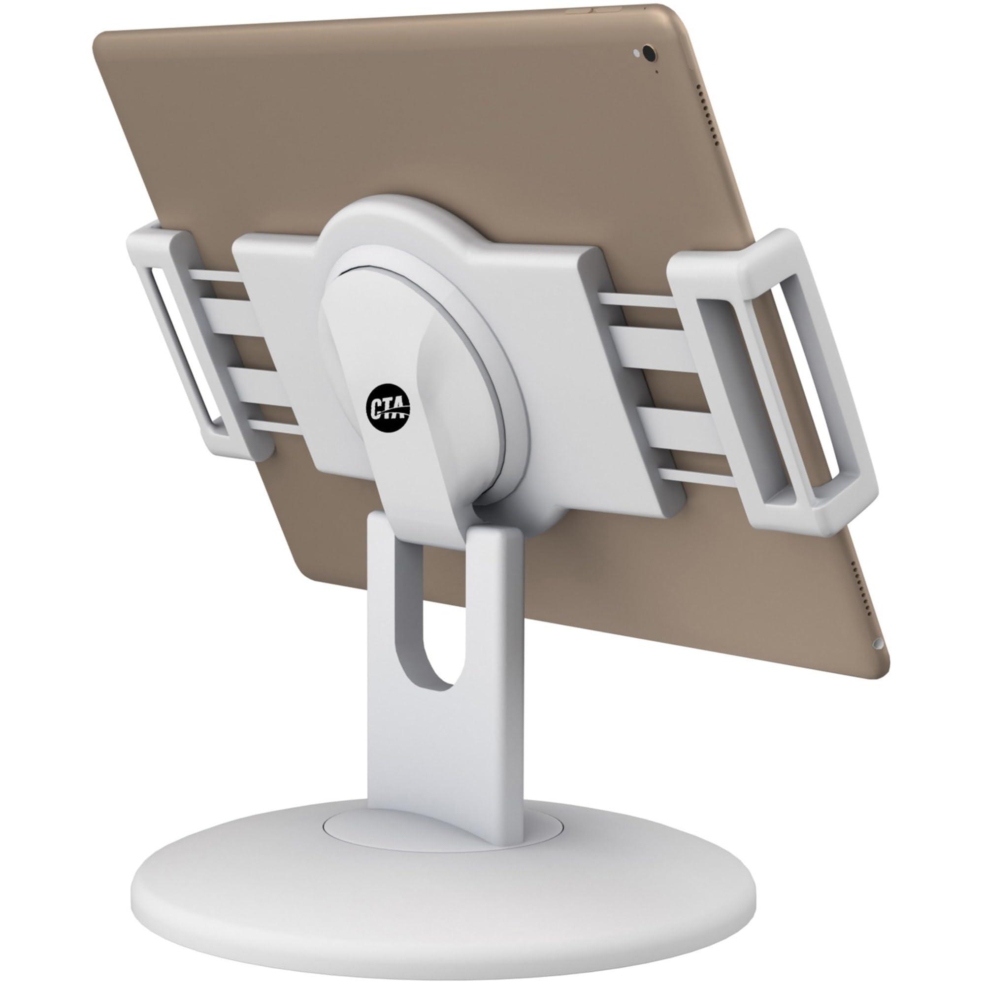 CTA Digital Quick-Connect Desk Mount CTA Universal Quick-Connect Desk Mount with 360-Degree Rotation for iPad 10th Gen 10.9\" - iPad Mini 5 - iPad Gen 7/8/9 Gen 10.2 - Galaxy Tab S3 & More - White (PAD-QCDMW)