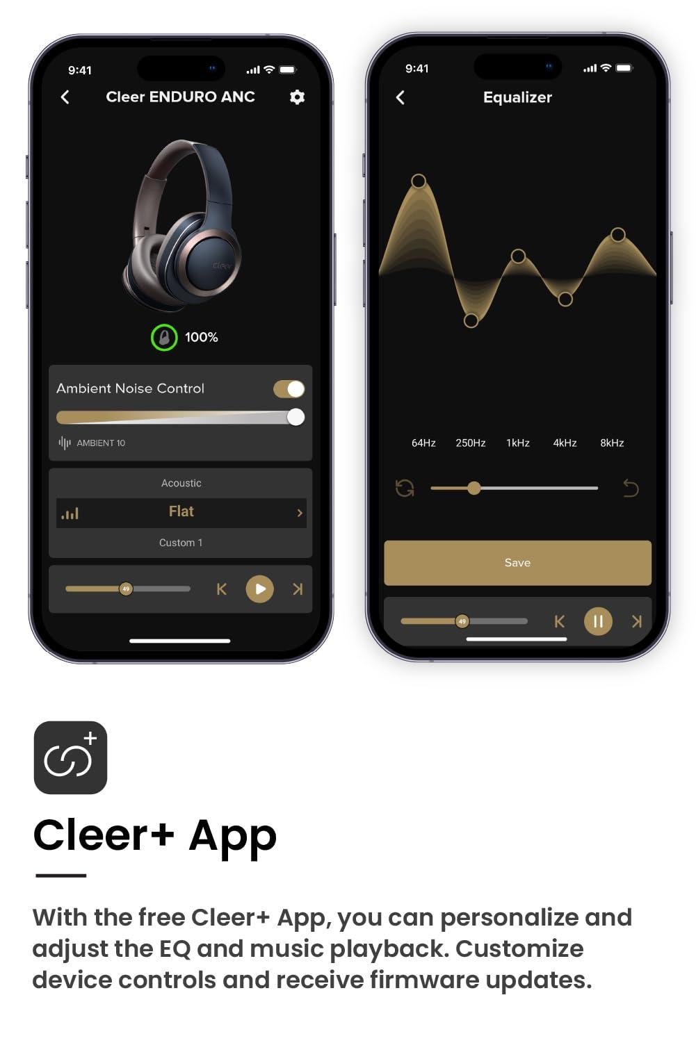 Cleer Cleer Enduro ANC Noise Cancelling Over the Ear Bluetooth Headphones with Mic, 60 Hrs Playtime, Noise Canceling, Ambient EQ Modes, Hi-Res Audio, Deep Bass, Multi-Point Connect, Bluetooth 5.0, Dark Navy