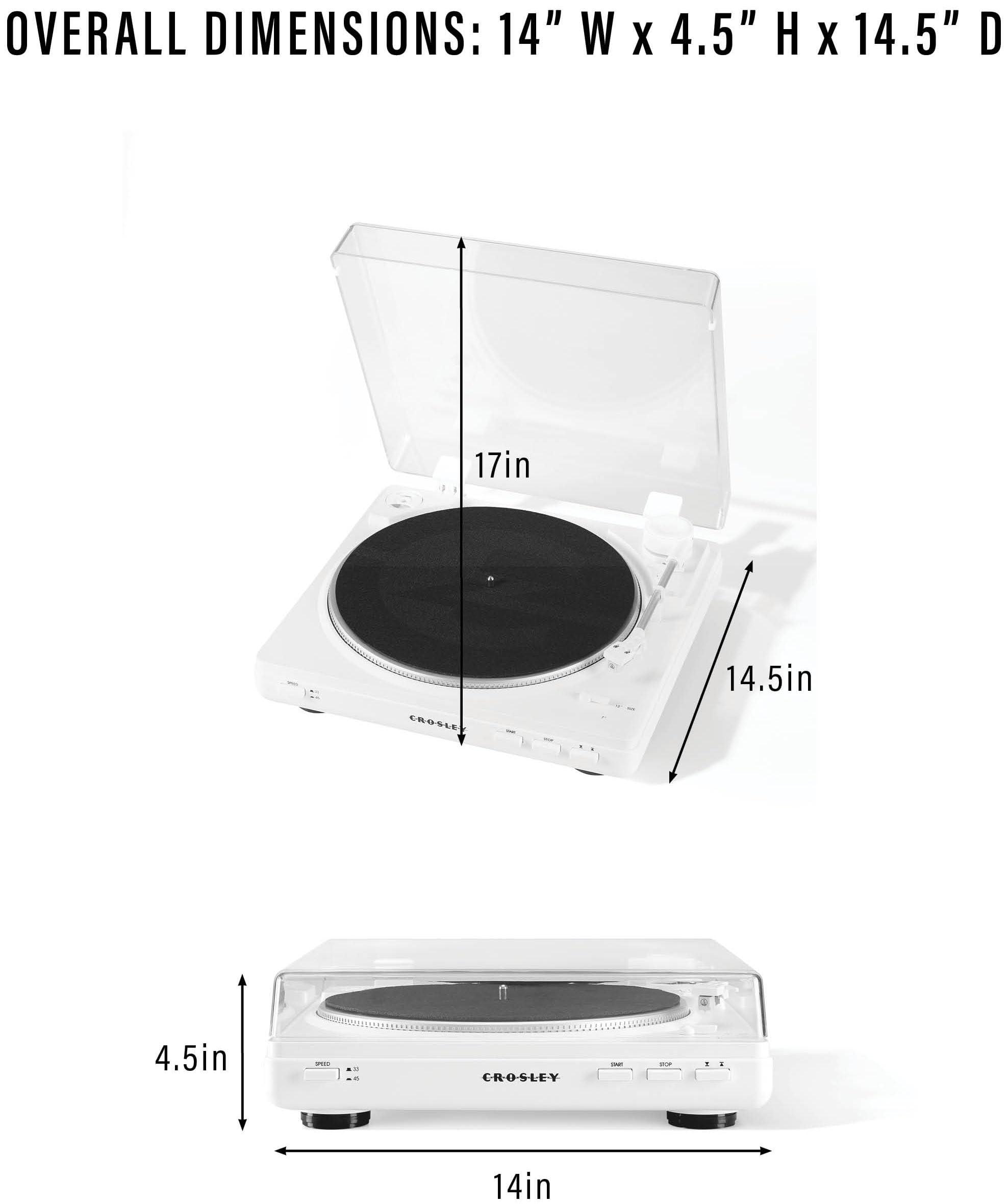 Crosley Crosley T400D-WH Fully Automatic Bluetooth 2-Speed Turntable Record Player with Built-in Preamp, White