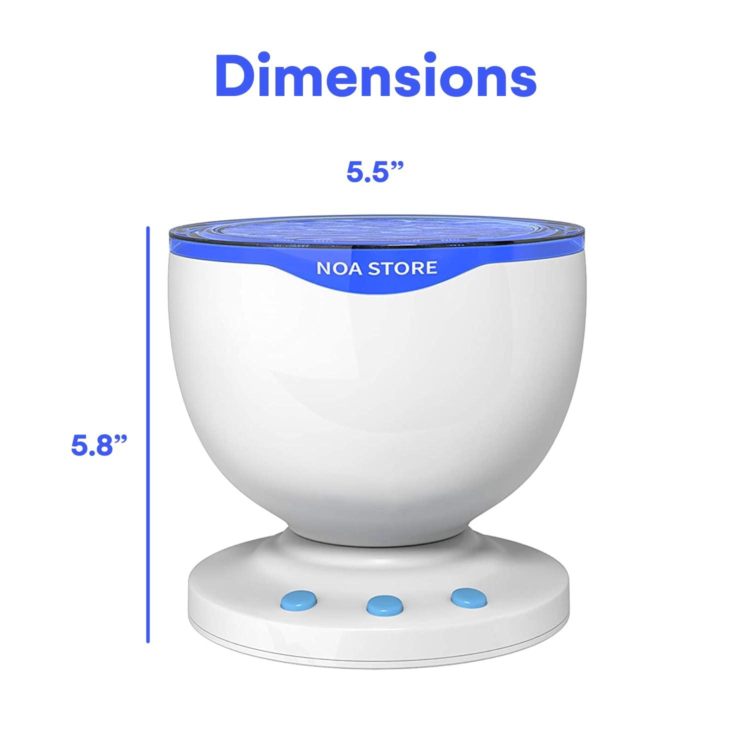 Noa Store Noa Store Sensory LED Room Lights - Light Projector for Bedroom - Ocean Waves Projection Lamp with Calming Music - Night Light for Kids - Blue Ceiling Projector Lamps for Adults and Children