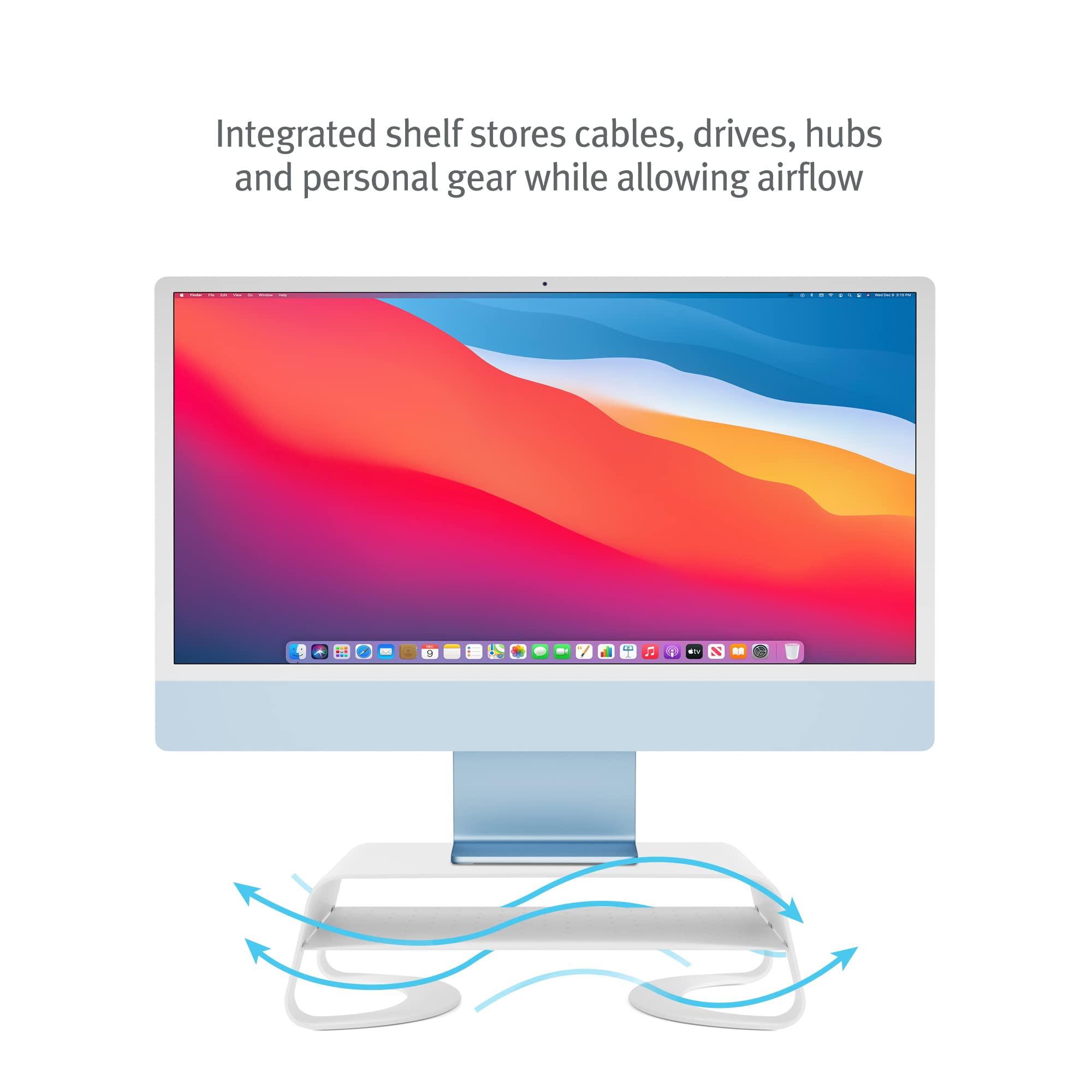 Twelve South Twelve South Curve Riser Monitor Stand | Ergonomic Desktop Stand with Storage Shelf for iMac and Displays, Matte White
