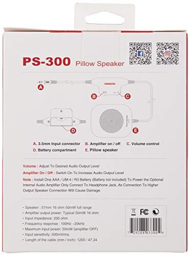 Sangean Sangean PS-300 Pillow Speaker with In-line Volume Control and Amplifier (White)